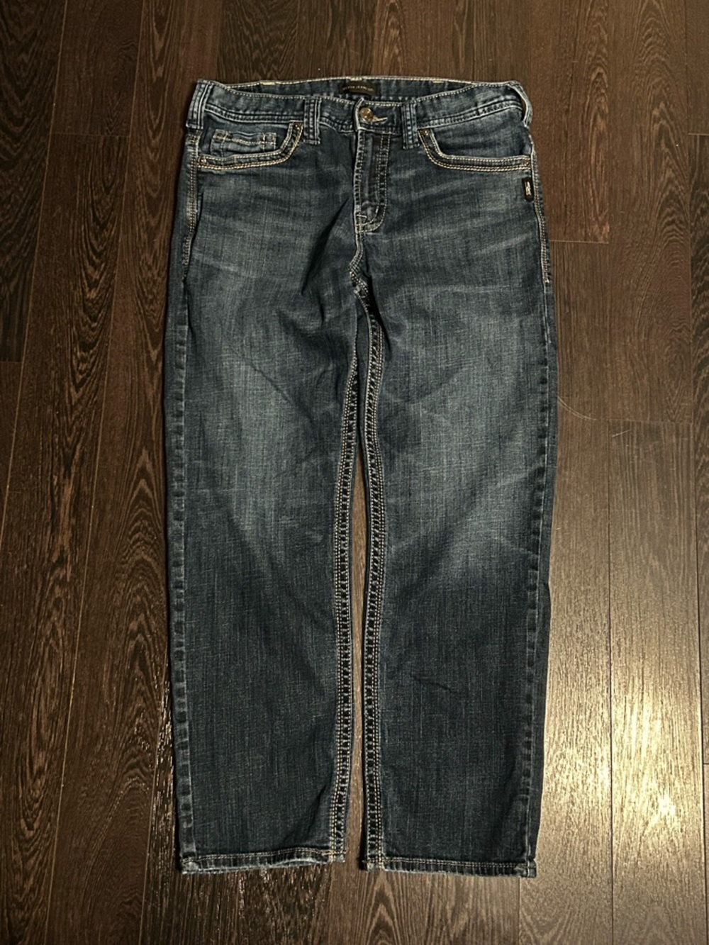Y2K Silver Jeans Classic Dark Wash Straight Leg Jeans - Blue